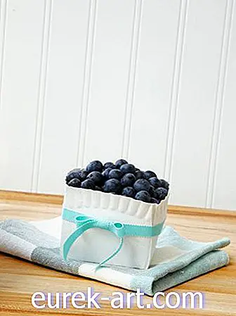 Літня ідея прихильності вечірки: переверніть тарілку з папером у кошик з ягодами