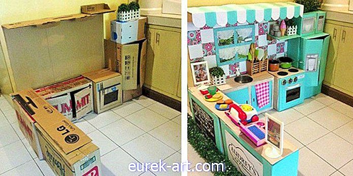 Această mămică meșteșugărească a transformat cutii de carton urâte în bucătăria de joacă de vis a fiecărui copil