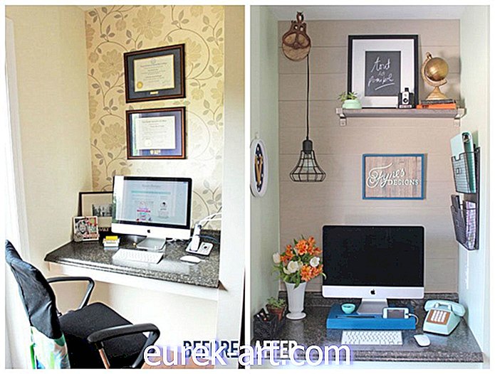 idéias de decoração - Esta reforma do Home Office traz charme acolhedor para um espaço minúsculo