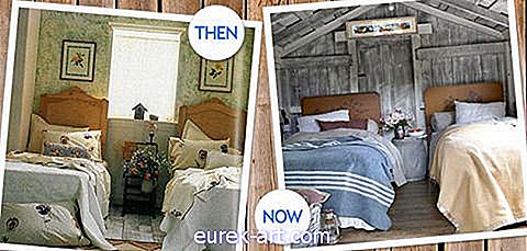 dekoravimo idėjos - Tada palyginti su dabar: Dvigulės lovos svečių miegamajame