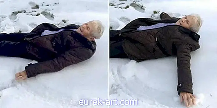 Katso tämä ihana 85-vuotias isoäiti Tee lumi enkeli