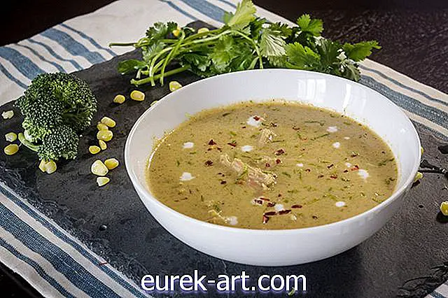 еда, напиток - Рецепт зеленого брокколи и куриного супа с зеленым карри