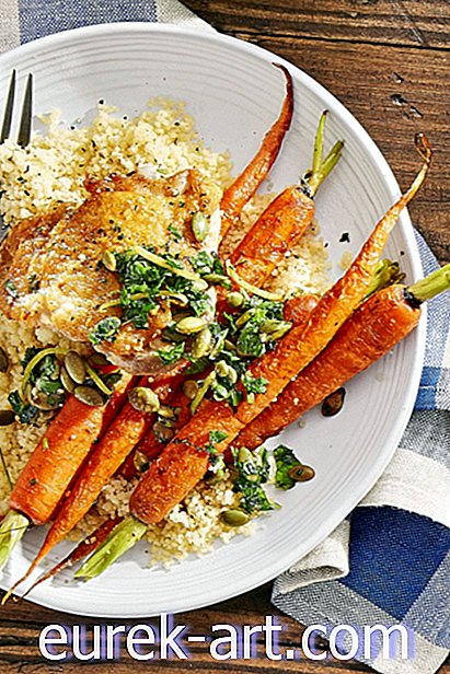 Poulet croustillant aux carottes rôties et au couscous