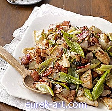 hrana i piće - Pečeni korijen celera, celer, luk i slanina