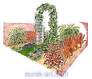 En haveplan med blandet seng til efterårs appel